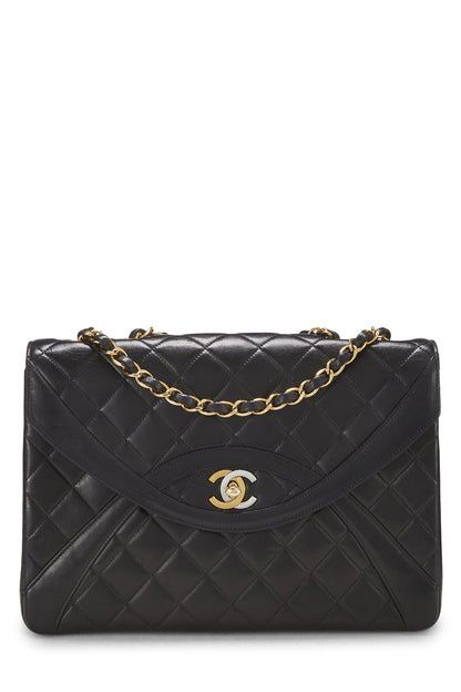 Chanel,  Black Quilted Lambskin Paris Limited Flap Medium, Black