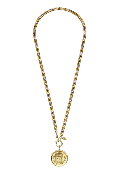 Chanel,  Gold Medallion Long Necklace, Gold