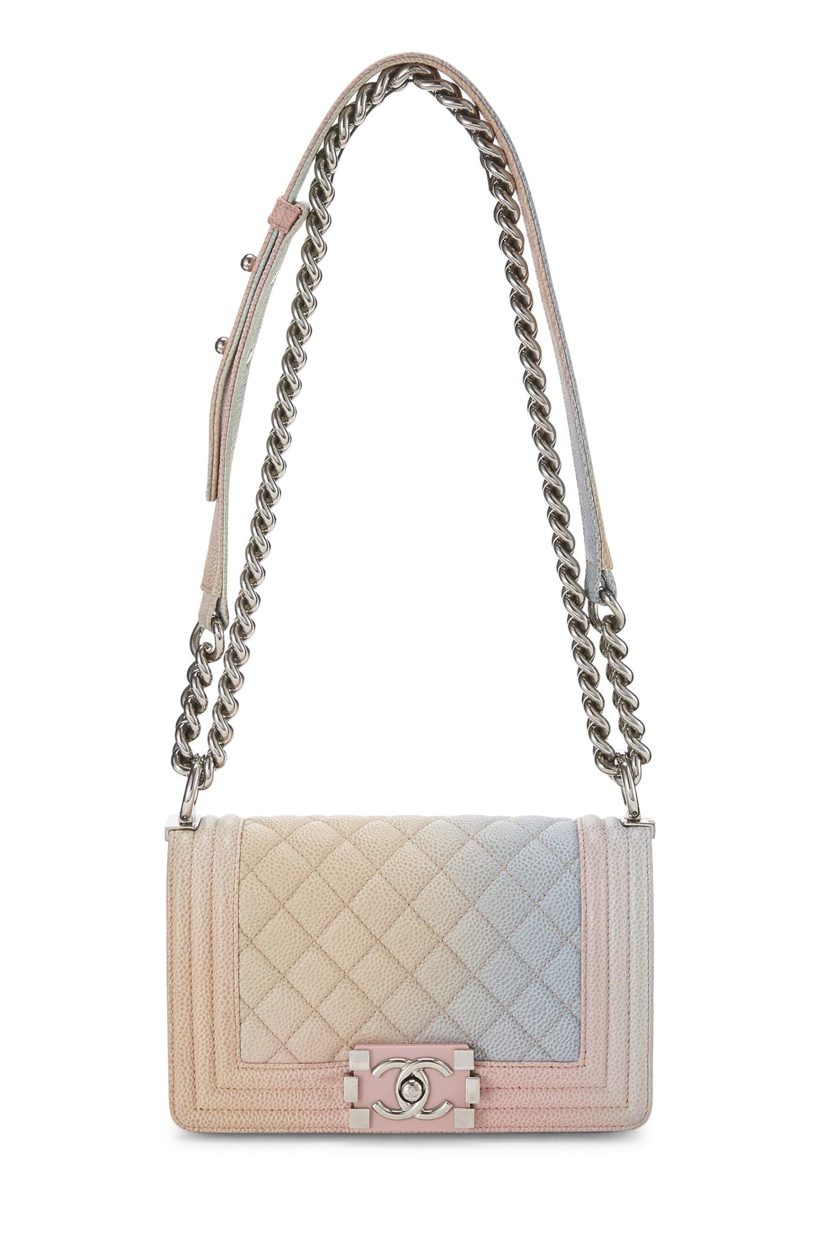 Chanel,  Rainbow Quilted Caviar Boy Bag Small, Pink