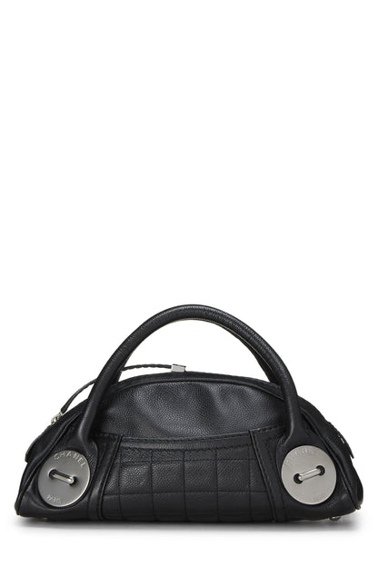 Chanel,  Black Leather Button Dome Satchel, Black