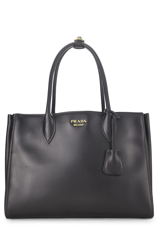 Prada,  Black Calfskin Bibliotheque Medium, Black