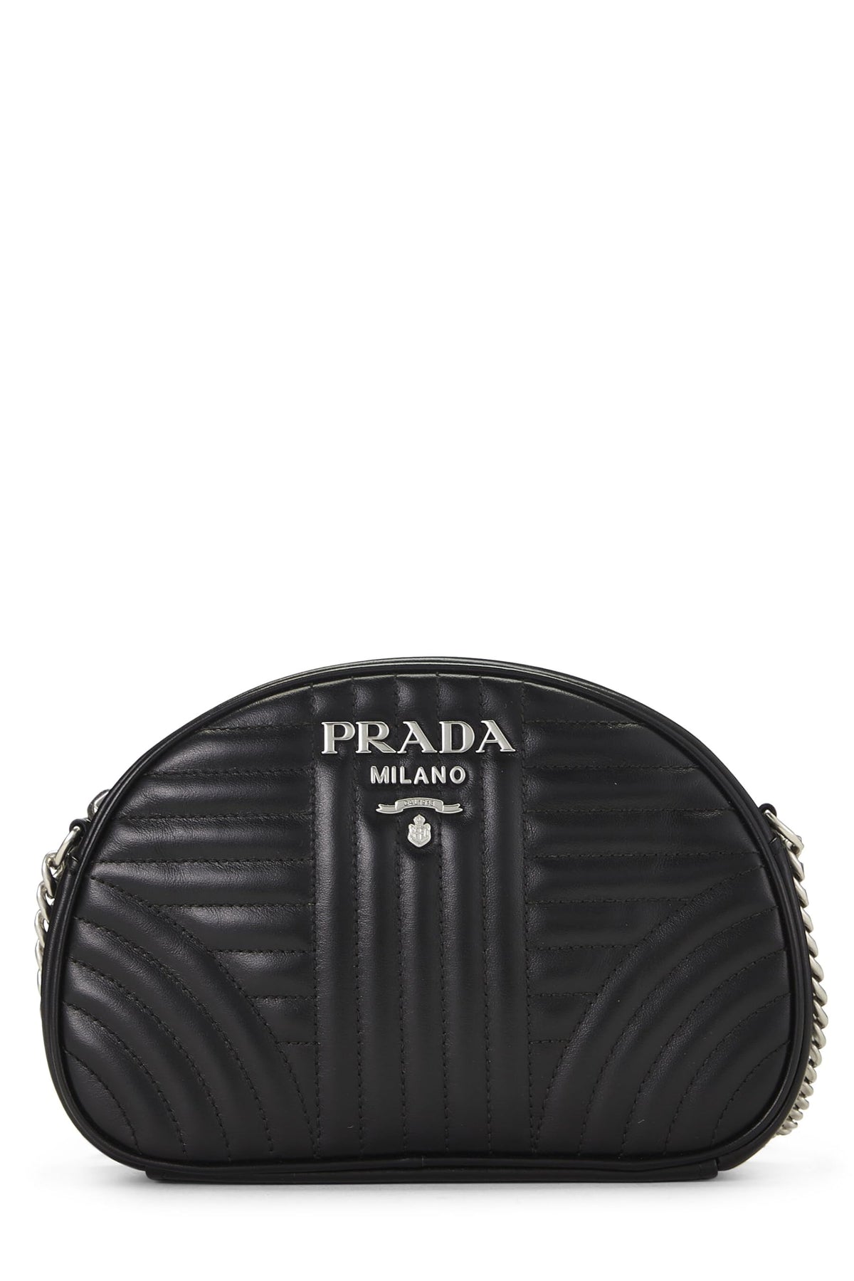 Prada,  Black Calfskin Diagramme Crossbody, Black