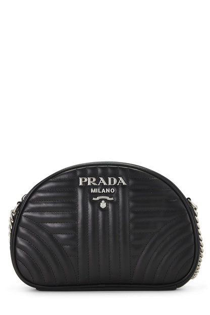 Prada,  Black Calfskin Diagramme Crossbody, Black