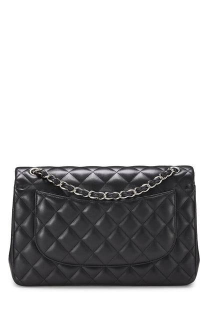 Chanel,  Black Quilted Lambskin New Classic Double Flap Jumbo, Black