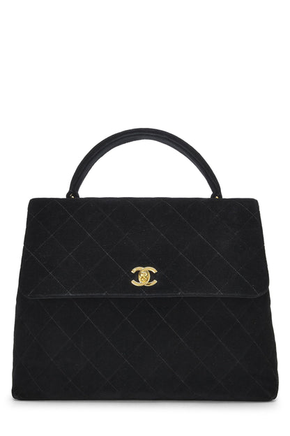 Chanel,  Black Quilted Velvet Kelly, Black
