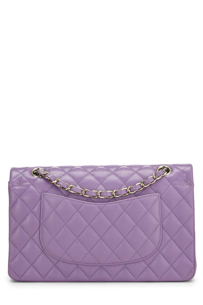 Chanel,  Purple Quilted Caviar Classic Double Flap Medium, Purple