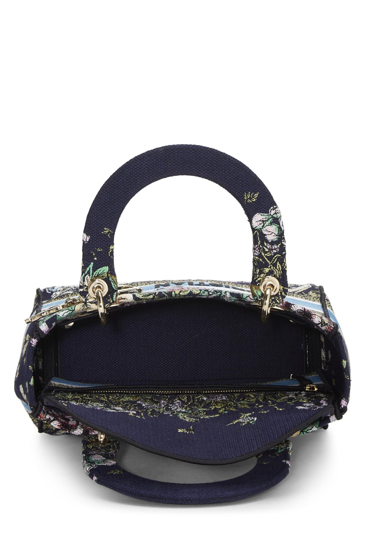 Dior, Navy Embroidered Canvas Lady D-Lite Medium, Multi