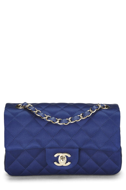 Chanel,  Navy Satin Rectangular Flap Small, Navy