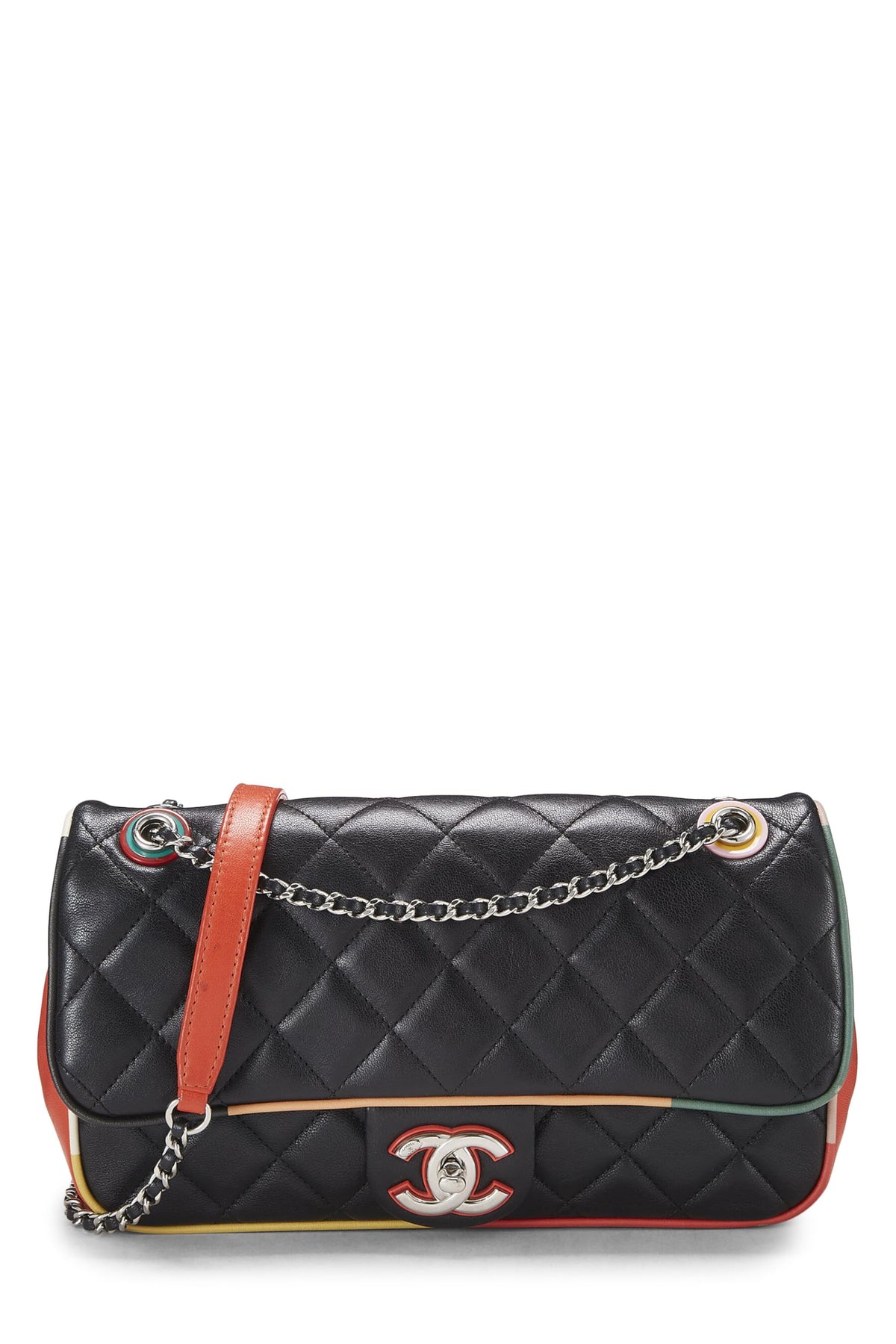 Chanel,  Paris-Cuba Multicolor Calfskin Half Flap Medium, Black