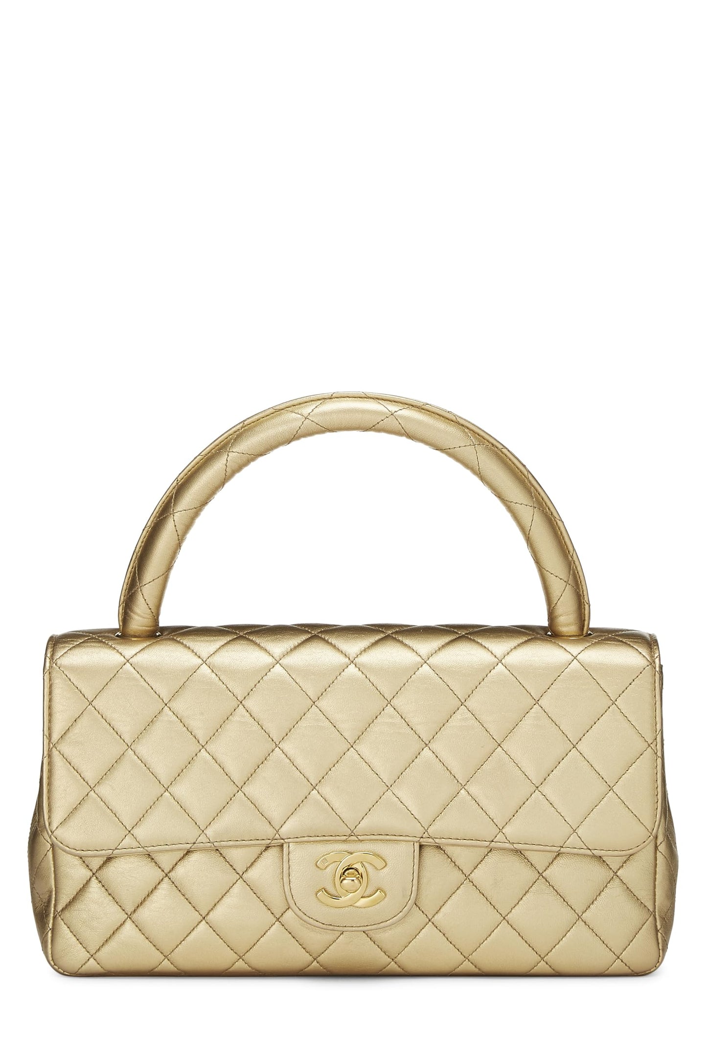 Chanel,  Metallic Gold Quilted Lambskin Kelly Flap Medium, Gold