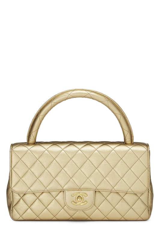Chanel,  Metallic Gold Quilted Lambskin Kelly Flap Medium, Gold