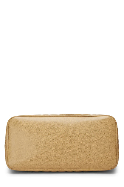 Chanel,  Beige Quilted Caviar Medallion Tote, Beige