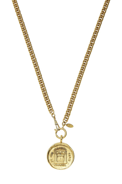 Chanel,  Gold Medallion Long Necklace, Gold