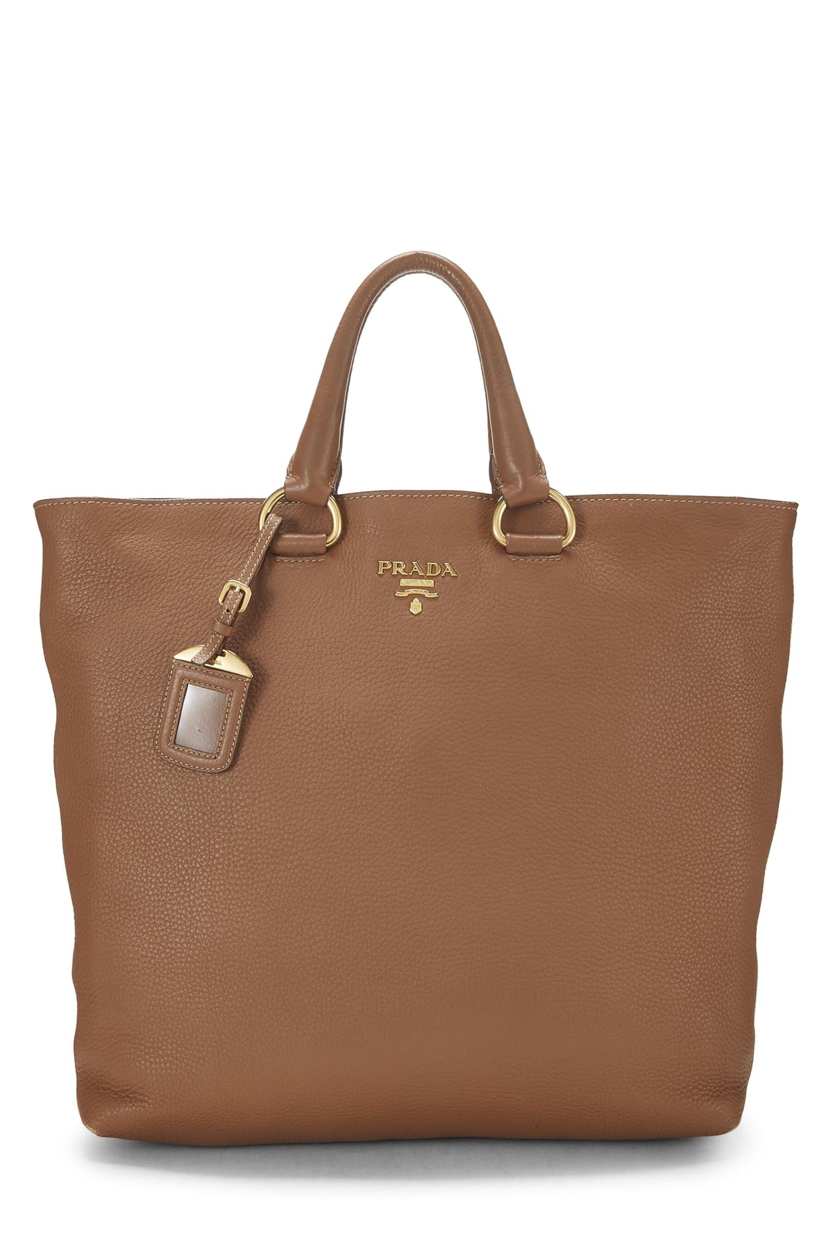 Prada,  Brown Vitello Daino Phenix Convertible Shopping Tote, Brown