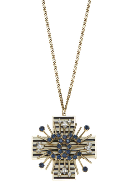 Chanel,  Gold & Crystal 'CC' Cross Necklace, Gold