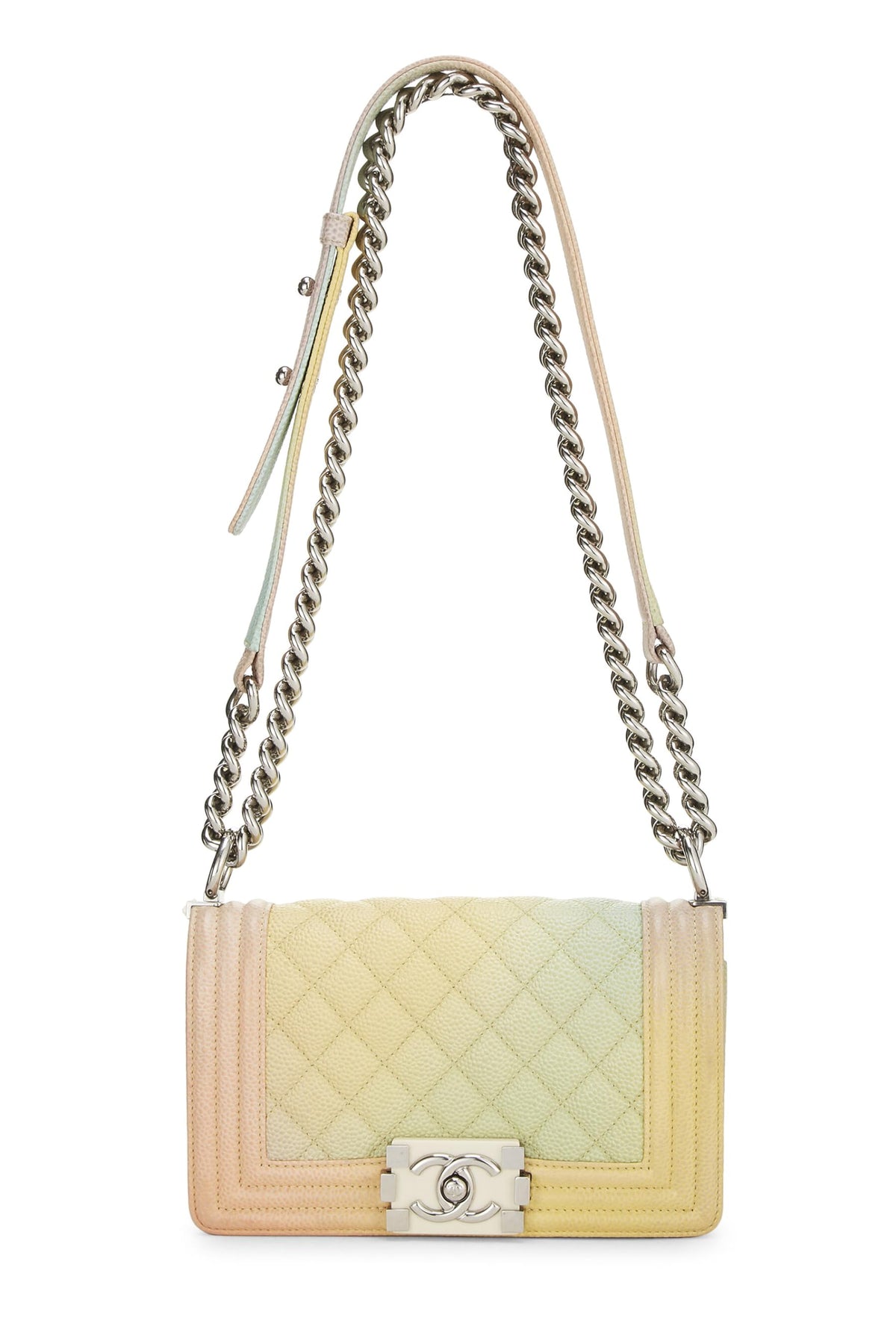 Chanel,  Rainbow Quilted Caviar Boy Bag Small, Multi