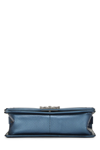 Chanel,  Iridescent Navy Perforated Boy Bag Medium, Navy