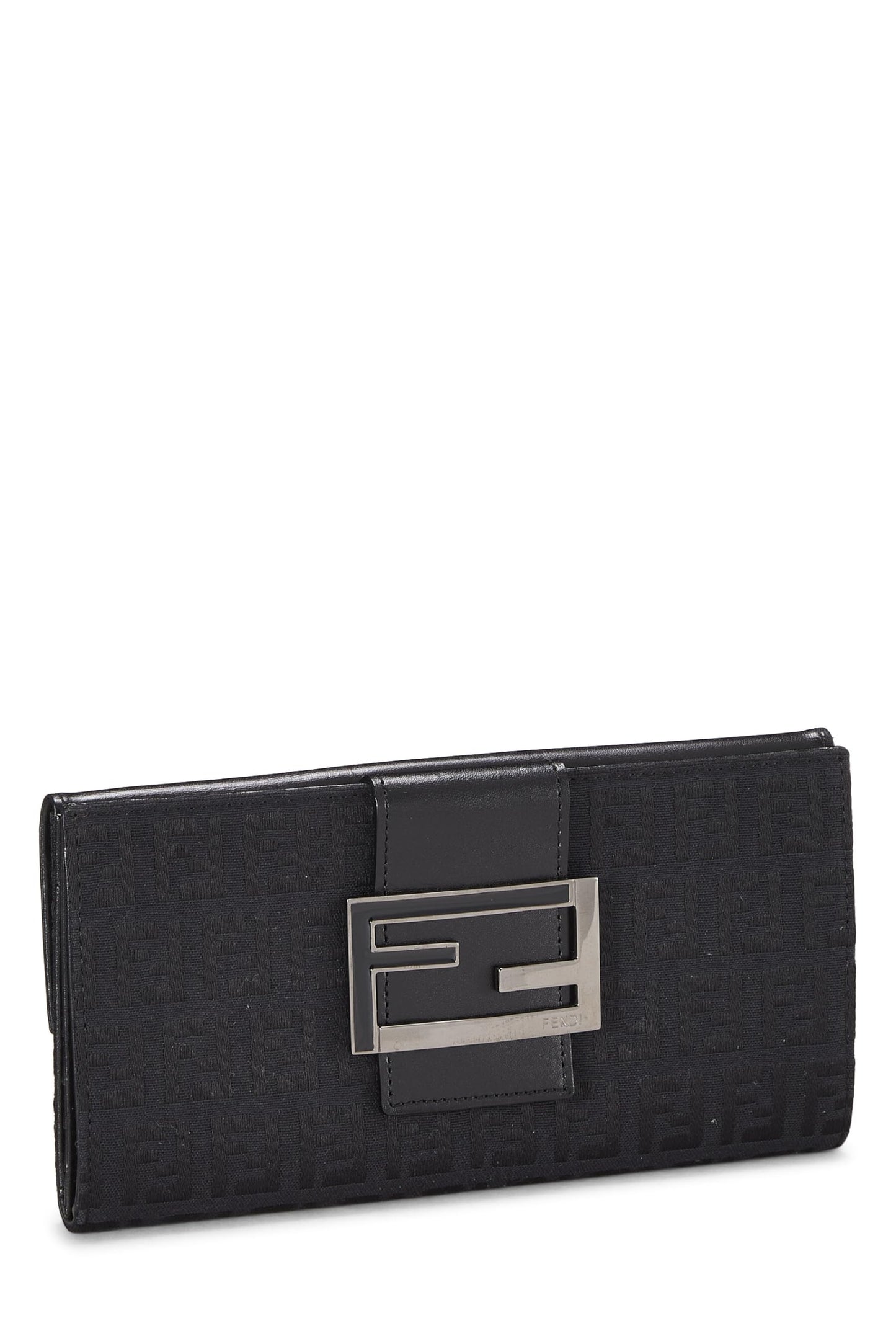Fendi,  Black Zucchino Canvas Long Wallet, Black