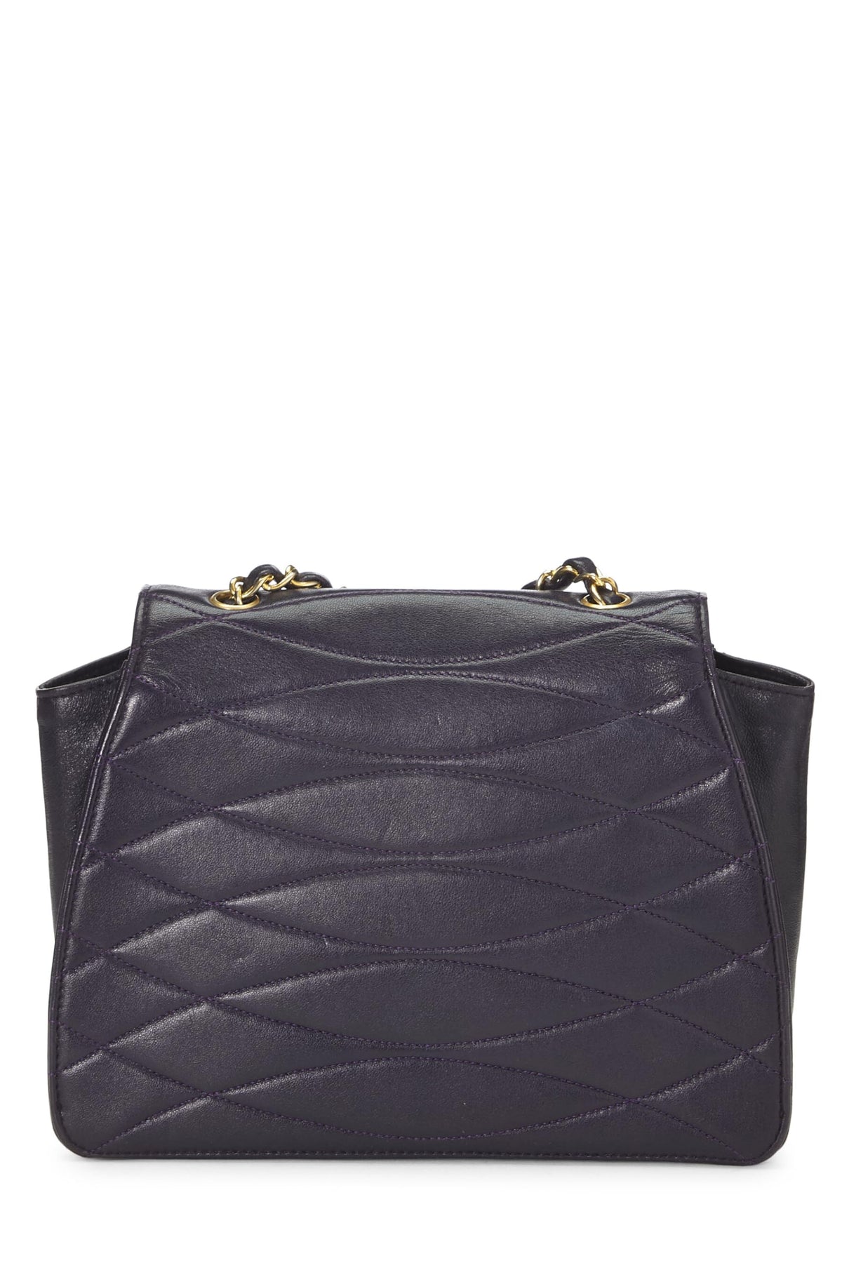 Chanel,  Purple Quilted Lambskin Round Flap Small, Purple
