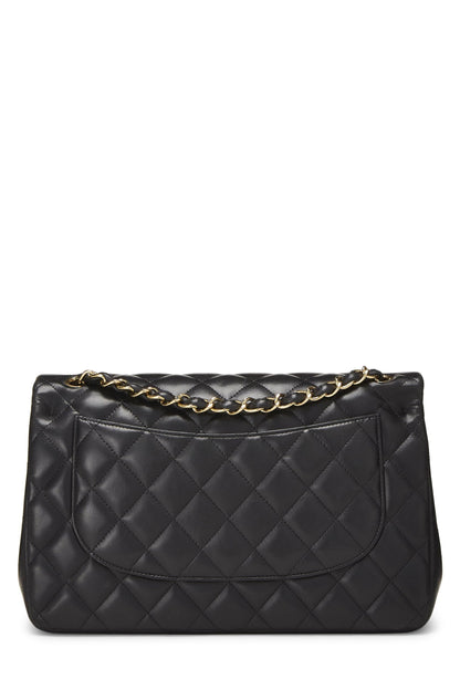 Chanel,  Black Quilted Lambskin New Classic Double Flap Jumbo, Black
