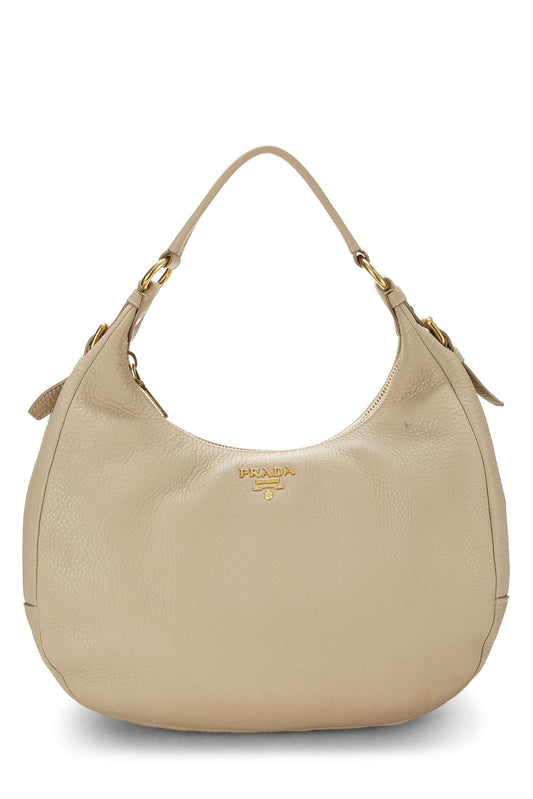 Prada,  Beige Vitello Daino Hobo Medium, Beige