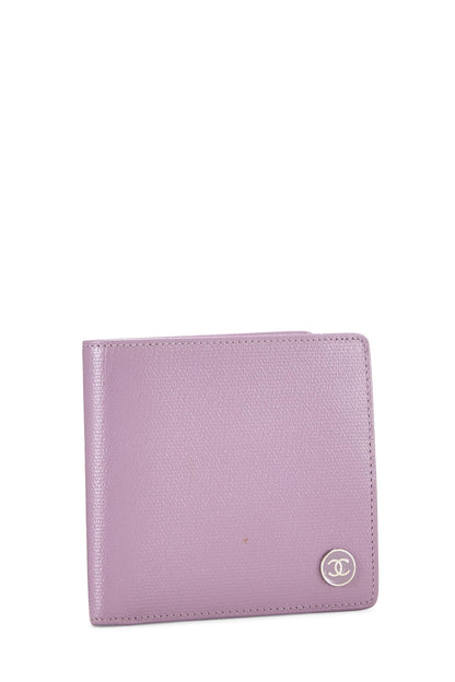 Chanel,  Purple Calfskin Bifold Wallet, Purple
