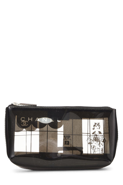 Chanel,  Clear & Black Vinyl Chanel Maison Pouch, Black