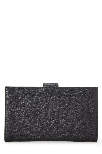 Chanel,  Black Caviar Timeless 'CC' Long Wallet, Black