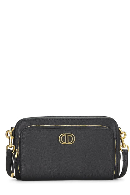 Dior, Black Calfskin Caro Double Pouch Crossbody, Black