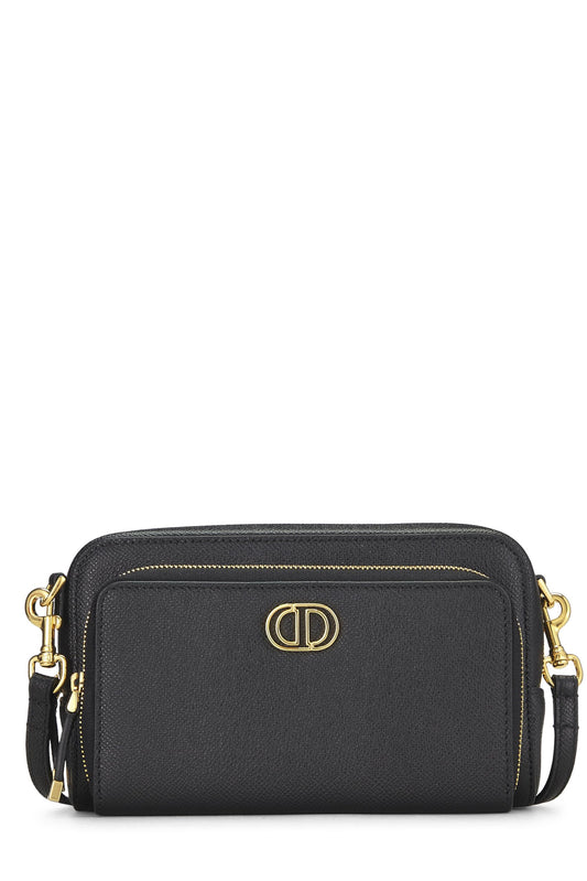 Dior, Black Calfskin Caro Double Pouch Crossbody, Black
