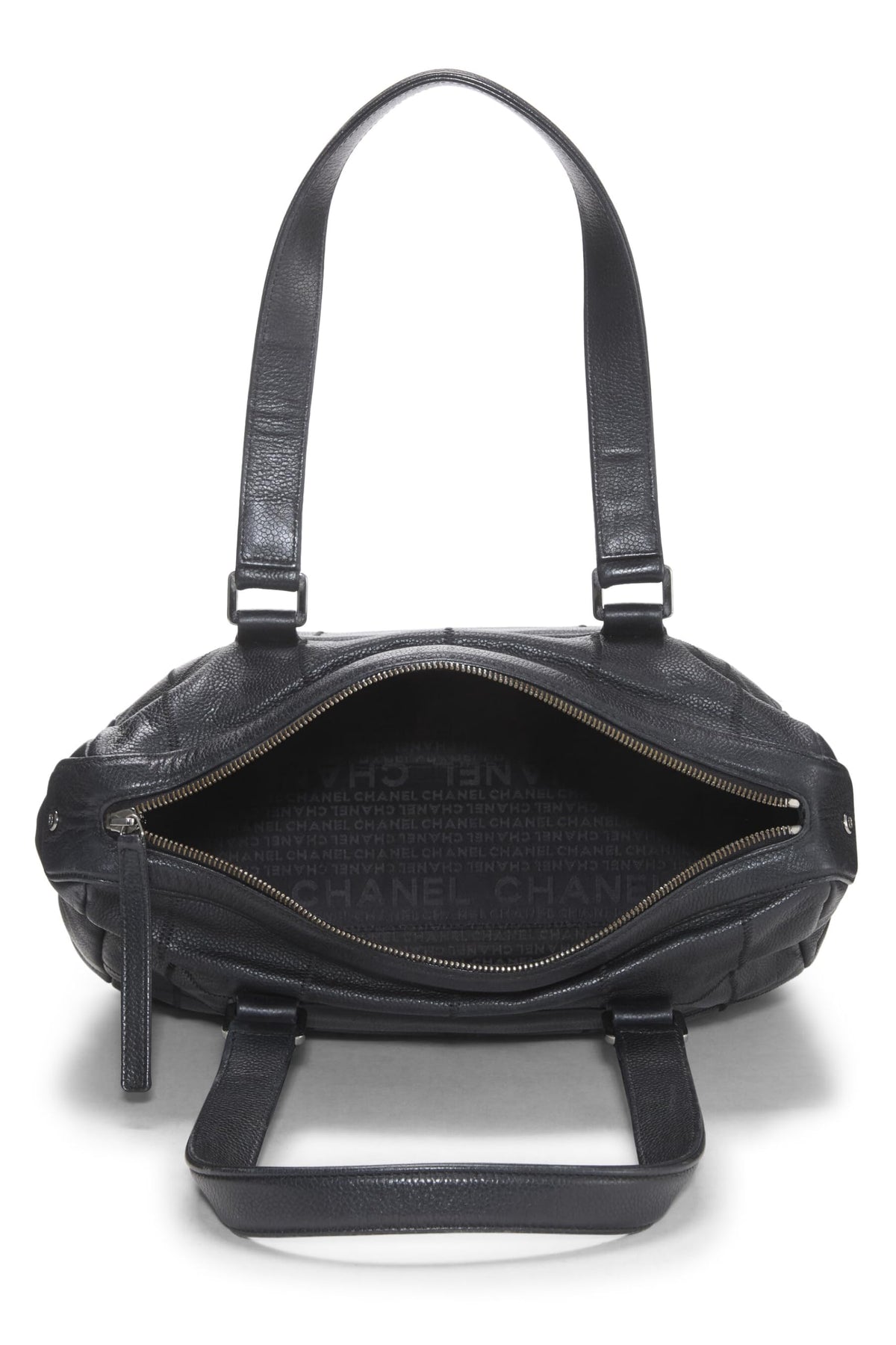 Chanel,  Black Calfskin Chocolate Bar Tote, Black