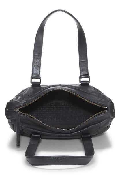 Chanel,  Black Calfskin Chocolate Bar Tote, Black