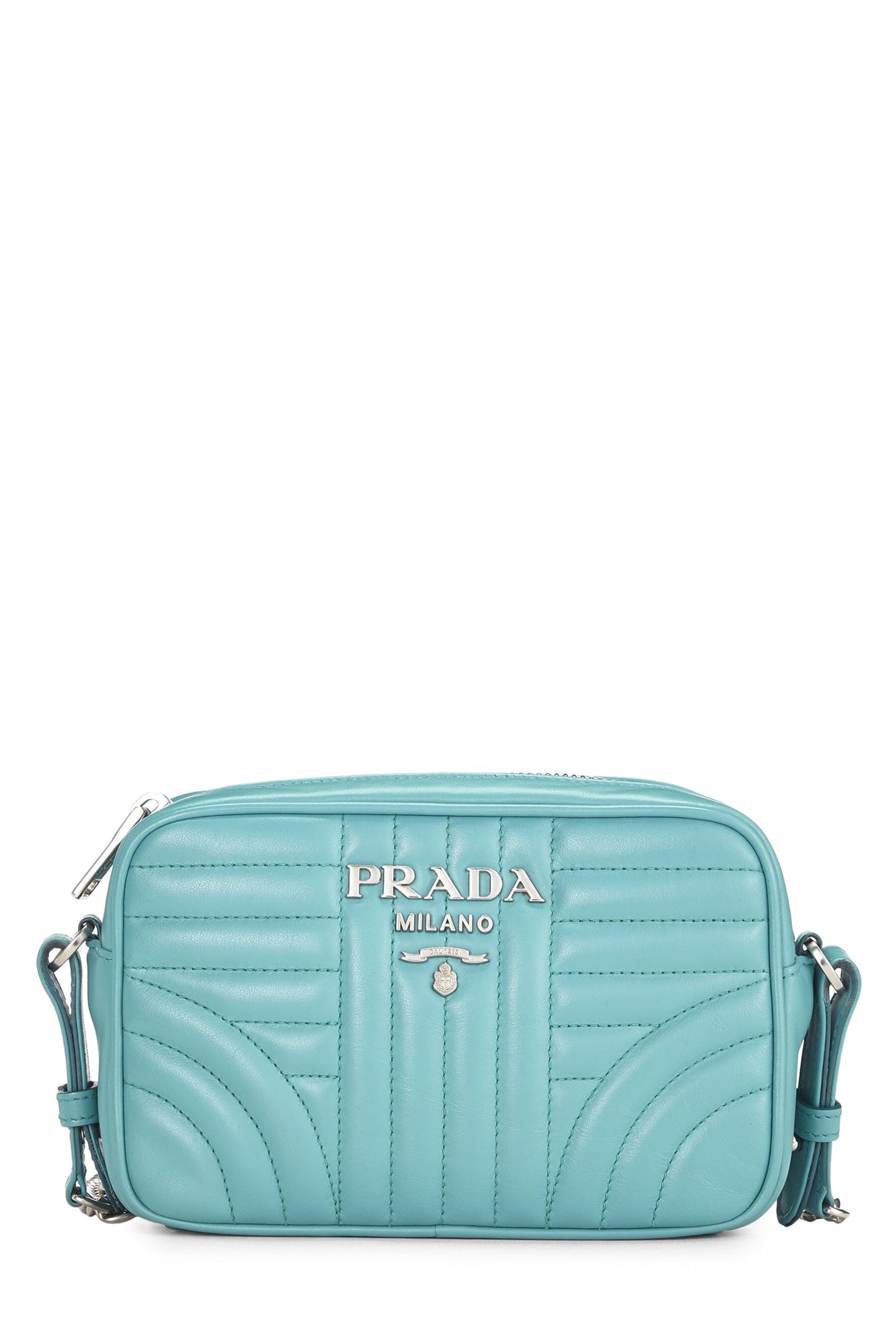 Prada,  Turquoise Calfskin Diagramme Camera Bag Small, Blue
