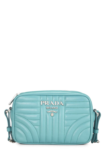 Prada,  Turquoise Calfskin Diagramme Camera Bag Small, Blue