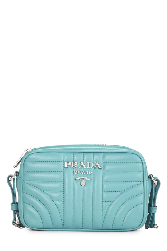 Prada,  Turquoise Calfskin Diagramme Camera Bag Small, Blue