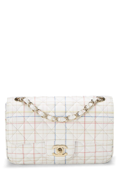 Chanel,  White & Multicolor Plaid Calfskin Rectangular Flap Mini, Multi