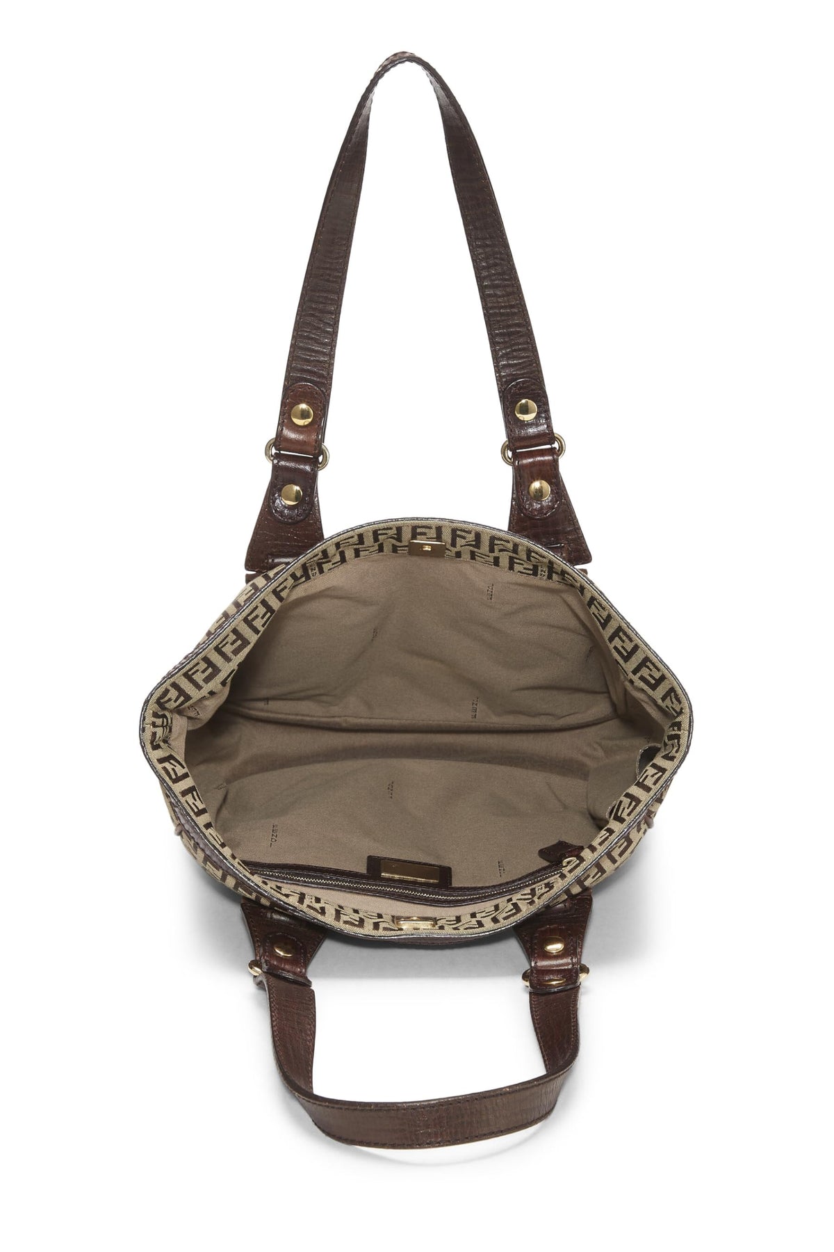 Fendi,  Brown Zucchino Canvas Tote Small, Brown