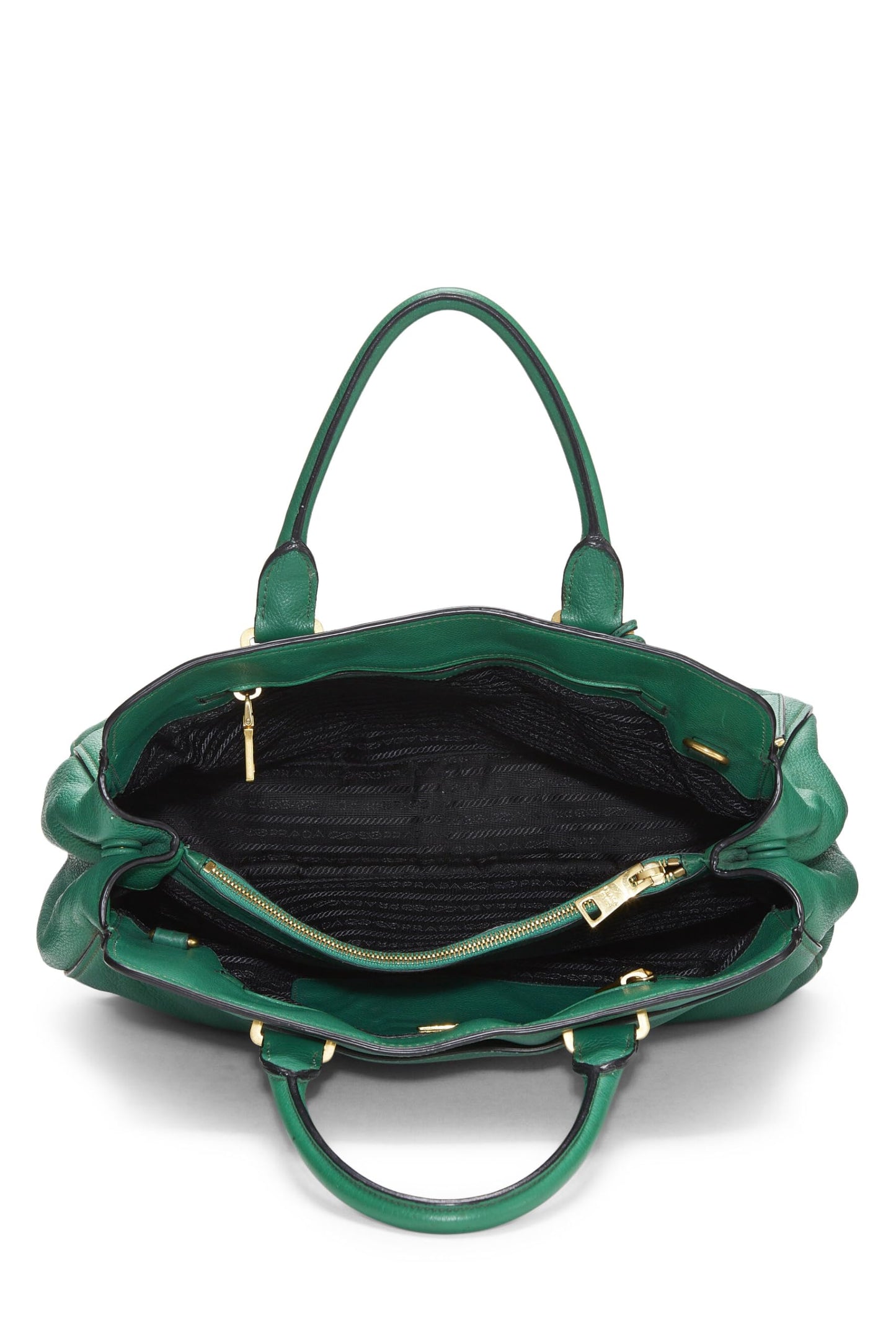 Prada,  Green Vitello Daino Convertible Handbag, Green