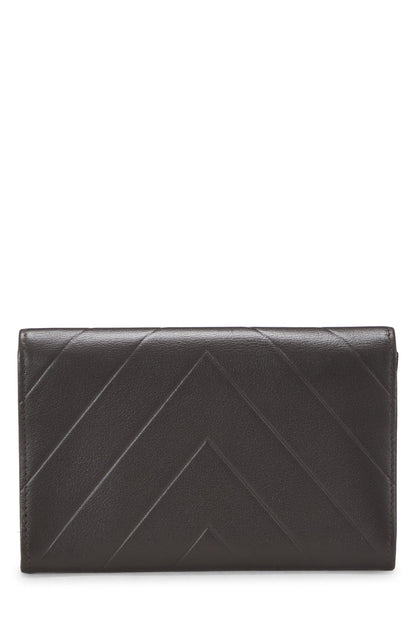 Chanel,  Brown Calfskin Chevron Wallet, Brown