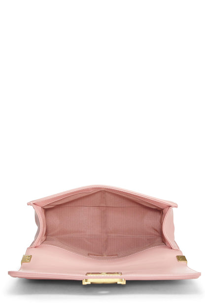 Chanel,  Pink & White Woven Chevron Boy Bag Medium, Pink