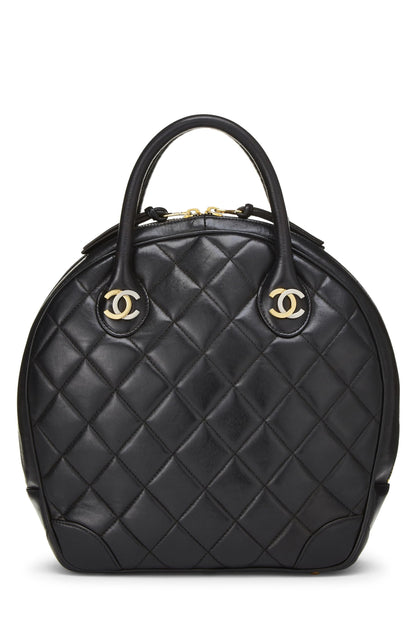 Chanel,  Black Quilted Lambskin Paris Limited Bowler Small, Black