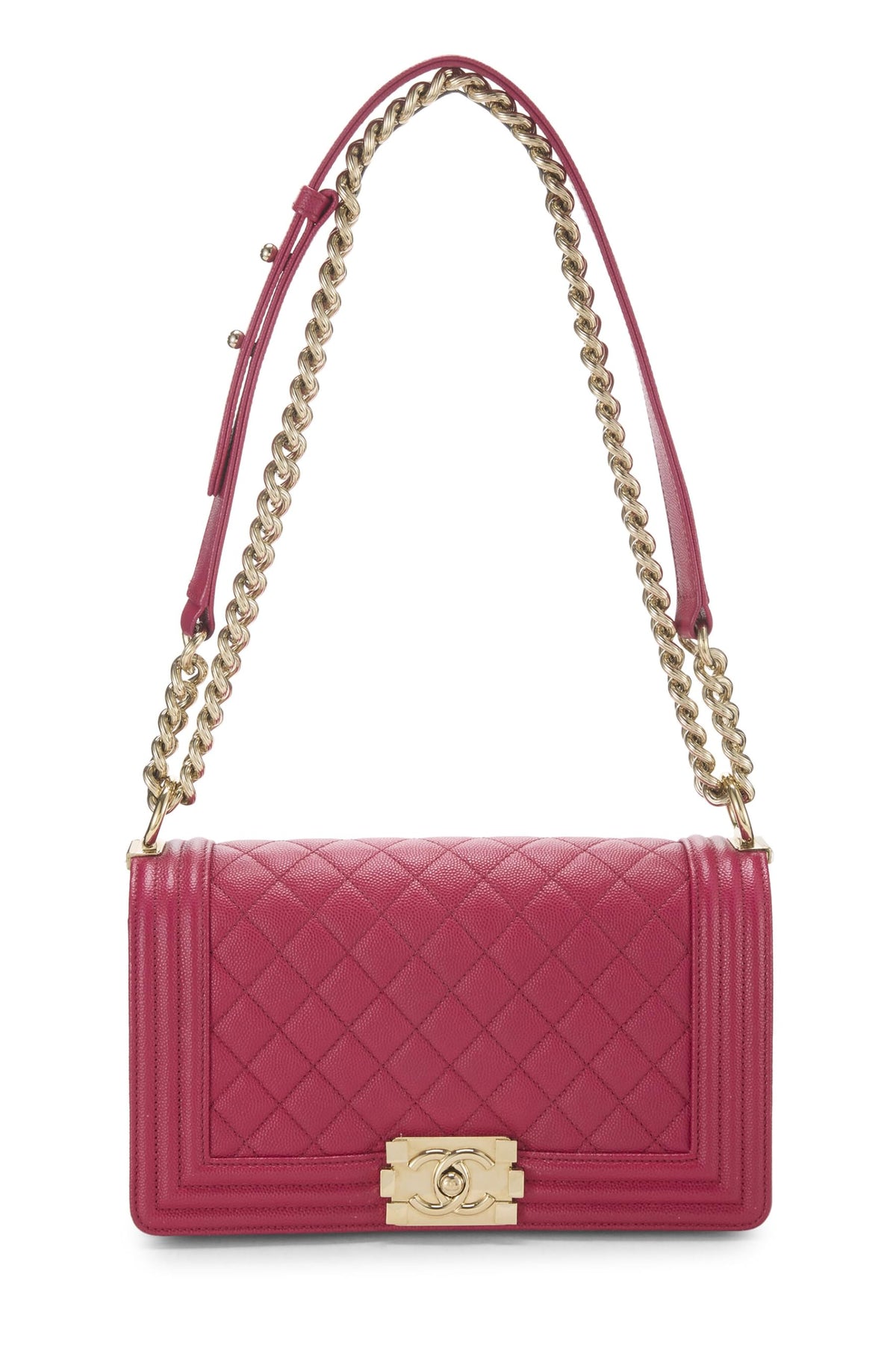 Chanel,  Pink Quilted Caviar Boy Bag Medium, Pink