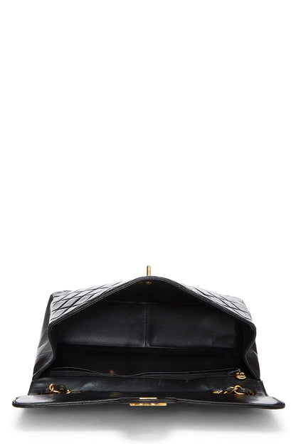 Chanel,  Black Quilted Lambskin Half Flap Jumbo, Black