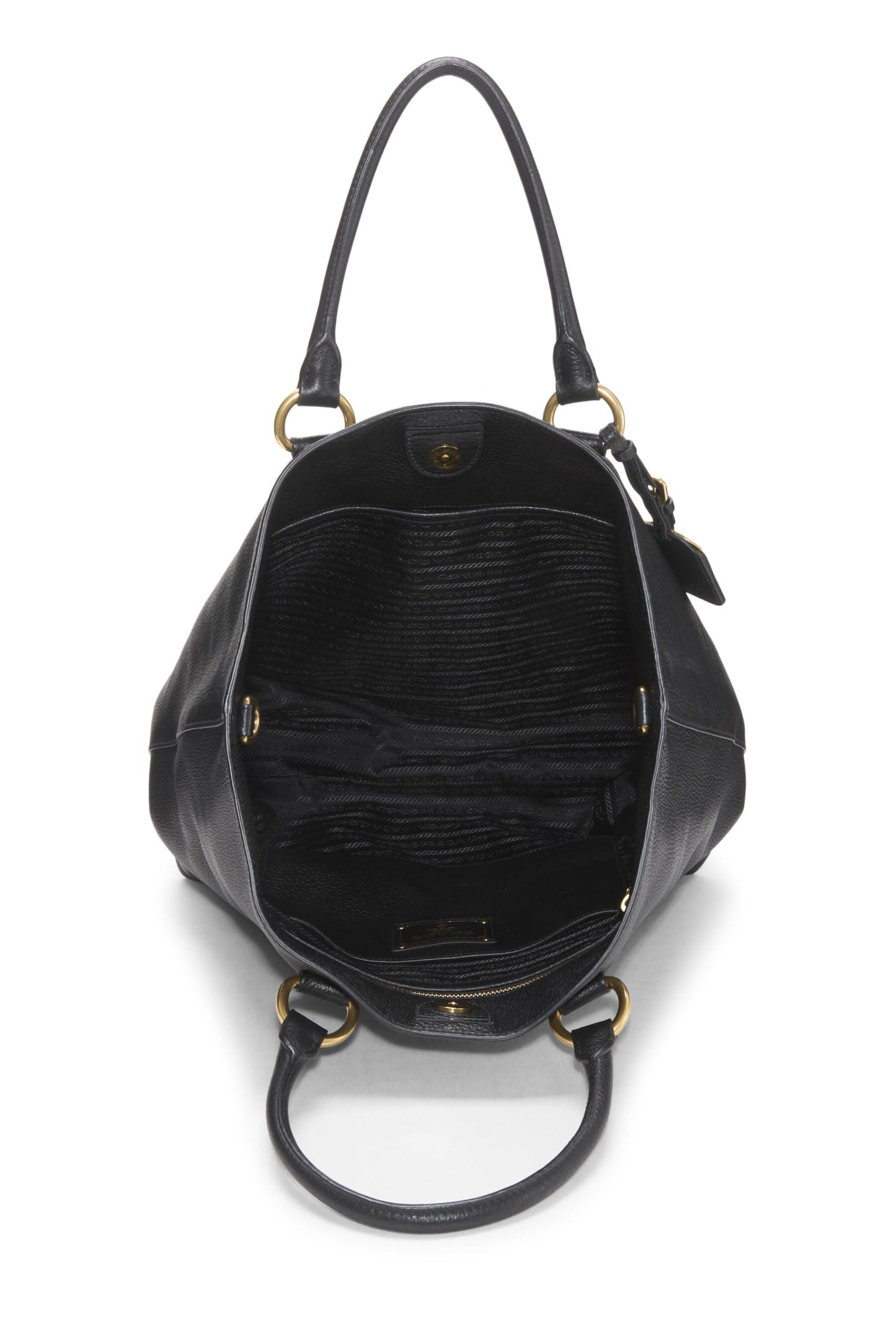 Prada,  Black Vitello Daino Phenix Convertible Shopping Tote, Black