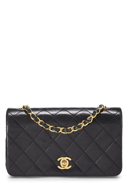 Chanel,  Black Quilted Lambskin Full Flap Mini, Black