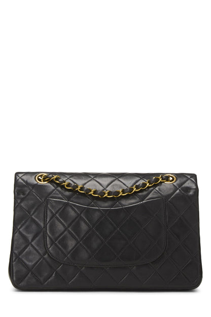 Chanel,  Black Quilted Lambskin Classic Double Flap Medium, Black