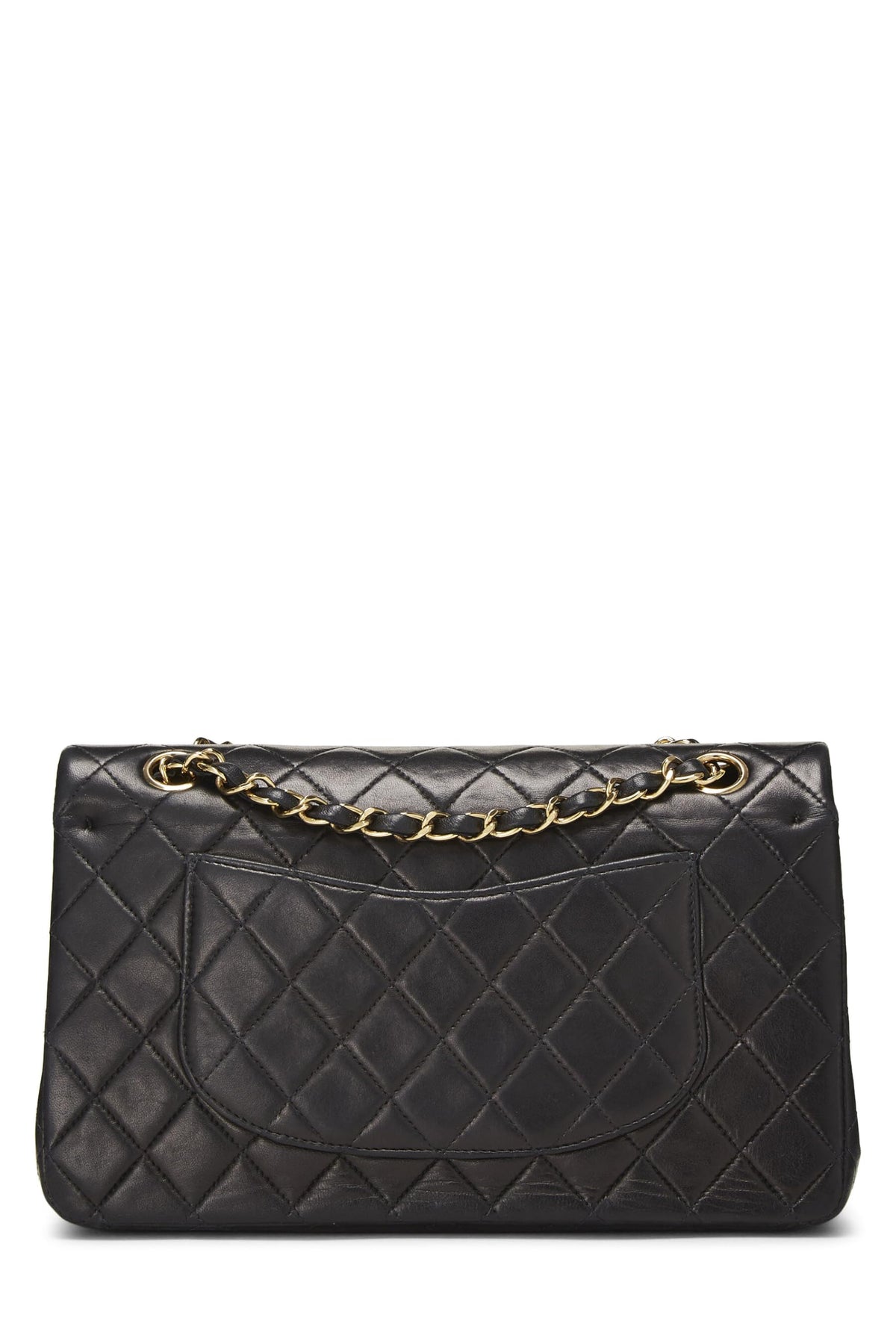 Chanel,  Black Quilted Lambskin Classic Double Flap Medium, Black