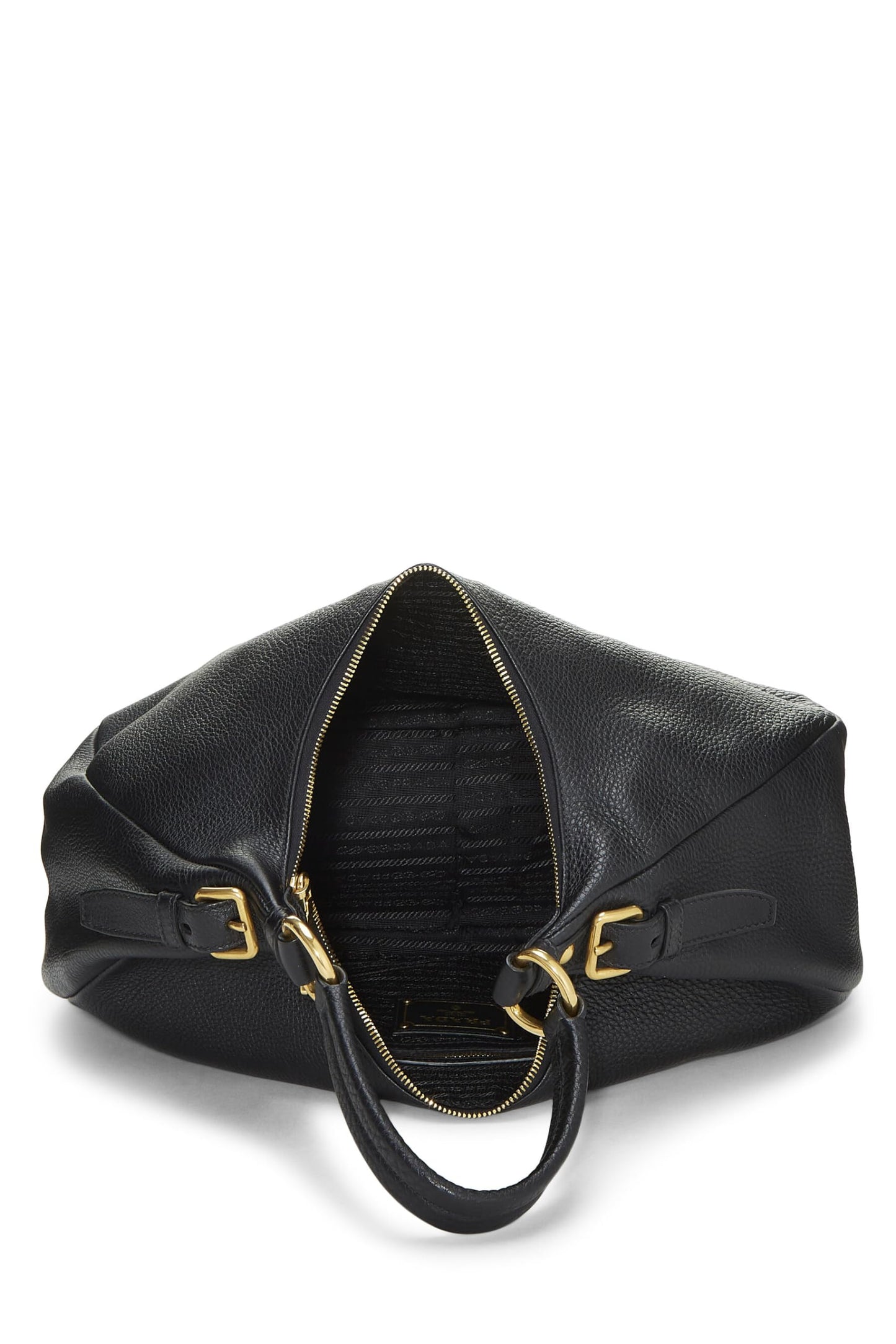 Prada,  Black Vitello Daino Hobo Medium, Black