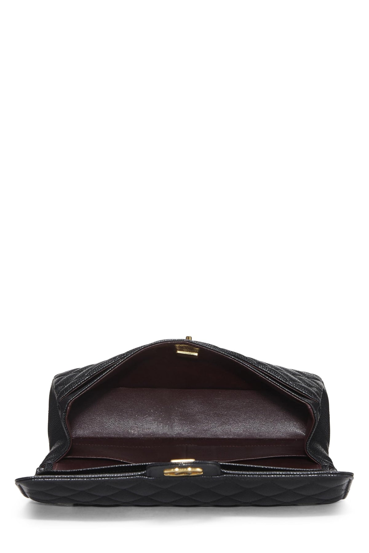 Chanel,  Black Quilted Caviar Classic Double Flap Medium, Black