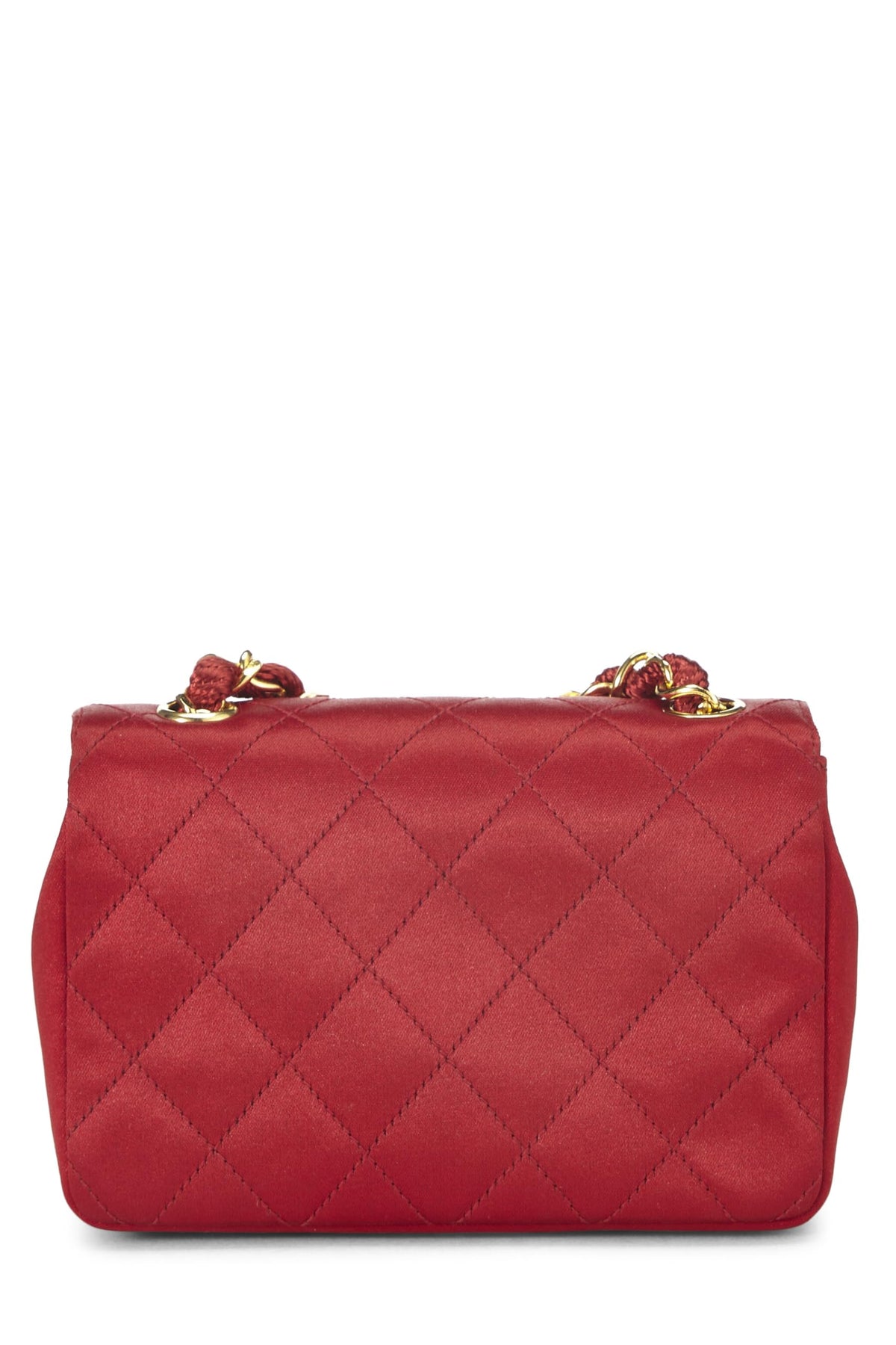 Chanel,  Red Quilted Satin Half Flap Micro, Red